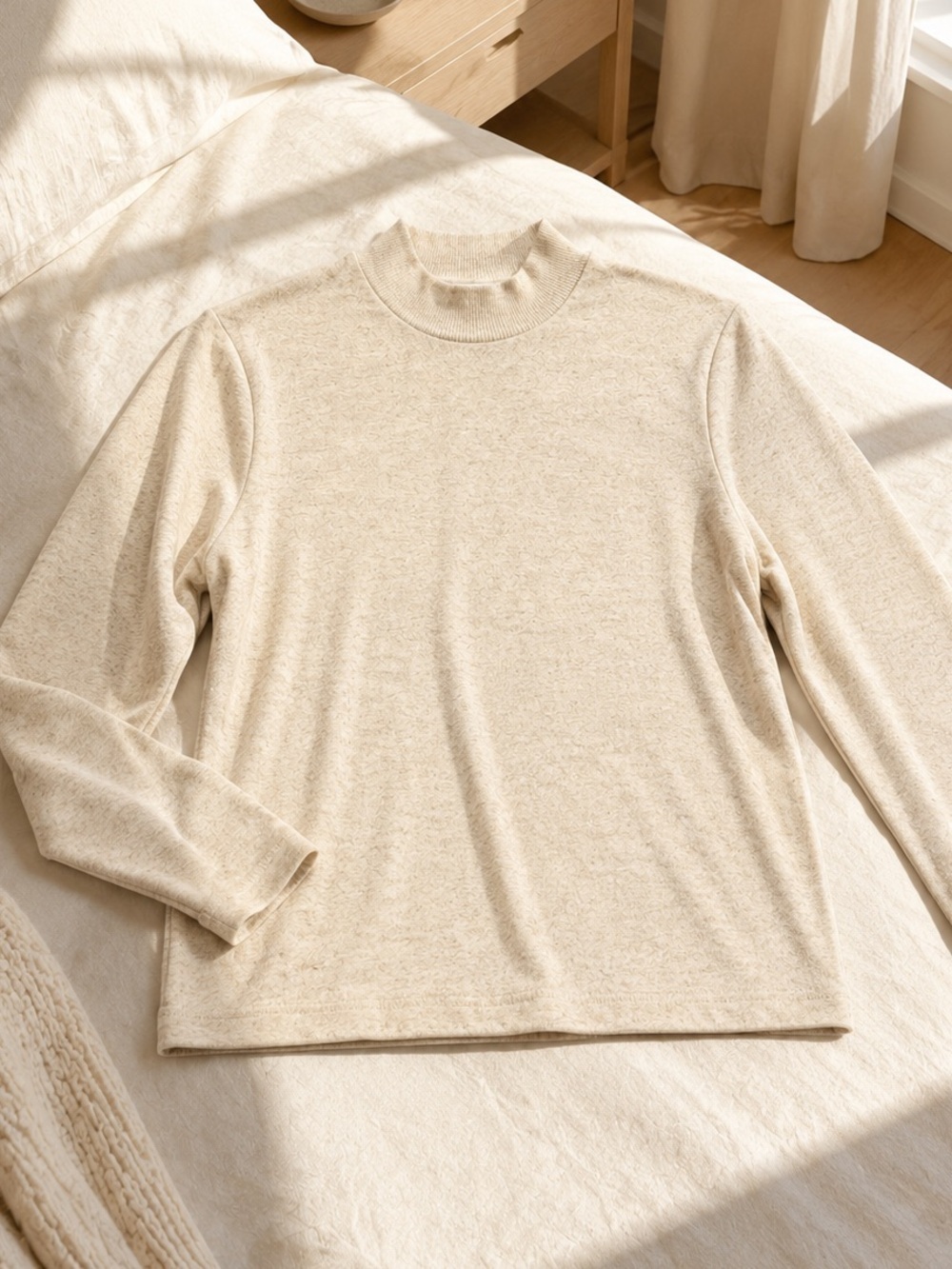 Vince Fine Knit Mock Neck Sweater Oatmeal Beige Long Sleeve Medium